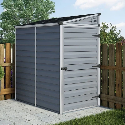Image of 4&#039; x 6&#039; Palram Canopia Grey Skylight Pent Plastic Shed (1.17m 1.77m)
