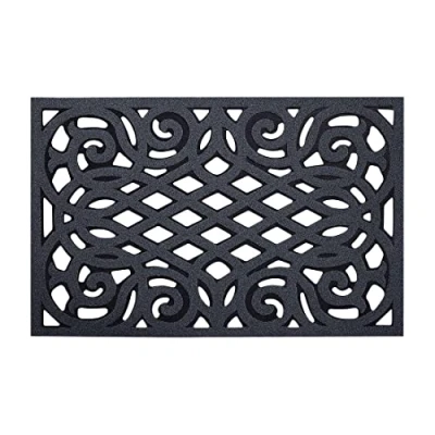 Image of Nicoman Outdoor Doormat Decorative Stair Mats Heavy Duty Drainage Dirt Trapper Porch Rubber Skid Proof Anti Slip (Small, Grey, 60 x 40cm)