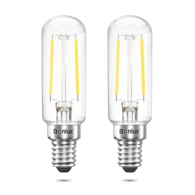 Image of Bonlux Cooker Hood Bulbs, 4W E14 Extractor Fan Light Bulb, T25 Tubular Filament Bulb SES LED Appliance Lamp 40W Incandescent Replacement Small Edison Screw Cool White 6000K (2 Pack)