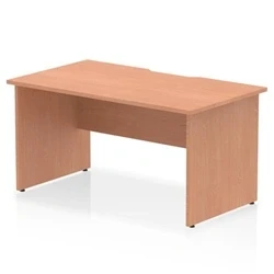 Image of Impulse 1400 x 800mm Scalloped Edge Straight Office Desk Beech Top Panel End Leg