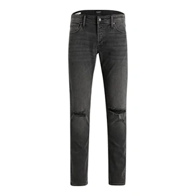 Image of JACK &amp; JONES Glenn Slim Fit Jeans Distressed Super Stretch Black Denim 32W / 34L