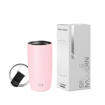 Image of Simple Modern Travel Coffee Mug Tumbler with Flip Lid Insulated Stainless Steel Iced Cup Gifts for Women and Men Voyager Collection 470ml Blush