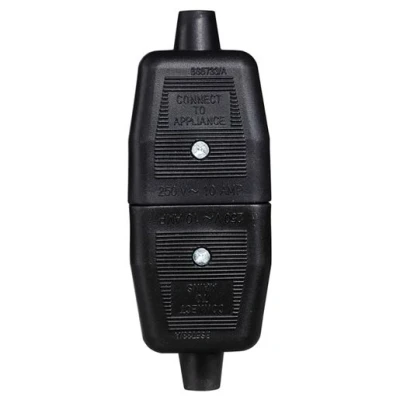 Image of Masterplug 3 Pin Heavy Duty Reversible Inline Plastic Connector Black NC103B 01