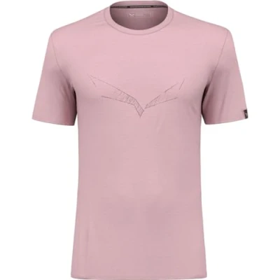 Image of Salewa Puez Eagle Sketch Merino T Shirt Men, Zephyr Melange, 50/L, Male