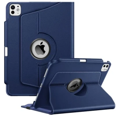Image of FINTIE Rotating Case Compatible with iPad Pro 11 inch (2024) M4 Pencil Holder [360 Degree] Adjustable Swiveling Stand Protective Cover Auto Sleep/Wake Function, Navy
