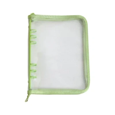 Image of HugeDE A5 6 Ring Binder Cover Notebook Shell Protector Planner Loose Leaf Covers Refillable Pages with Zipper for Cash Budget Green