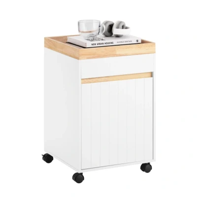 Image of Mobile File Cabinet Desk Side Storage on Wheels,ASK03 W Sobuy