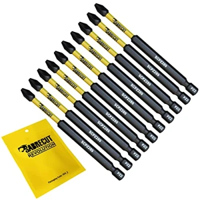 Image of 10 x SabreCut SCPZ289_10 89mm PZ2 Magnetic Impact Screwdriver Driver Bits Set Pozi Pozidriv Heavy Duty Compatible with Dewalt Milwaukee Bosch Makita and More