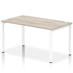 Image of Impulse Bench Single Row 1400 White Frame Office Desk Grey Oak