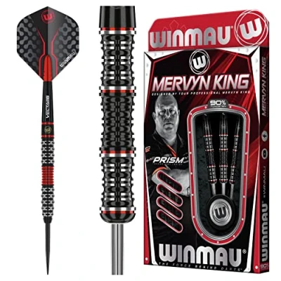 Image of WINMAU Mervyn King Special Edition 20 Gram Professional Steeltip and Softip Tungsten Darts Set with Flights Stems (Shafts)