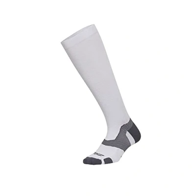Image of 2XU Unisex&#039;s Vectr Light Cushion Full Length Socks Compression, White/Grey, M2, M
