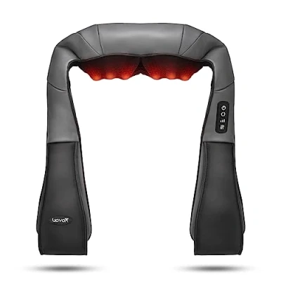 Image of VOYOR HEALTH Shiatsu Back Neck and Shoulder Massager with Heat, 4D Deep Tissue Kneading Massage for Body Muscle Pain Relief Use at Home, Car, Office PJ100, Gray