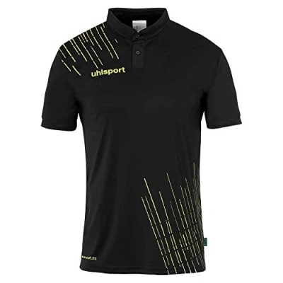 Image of uhlsport Men&#039;s Sports Polo, Black/Lime Yellow, XL