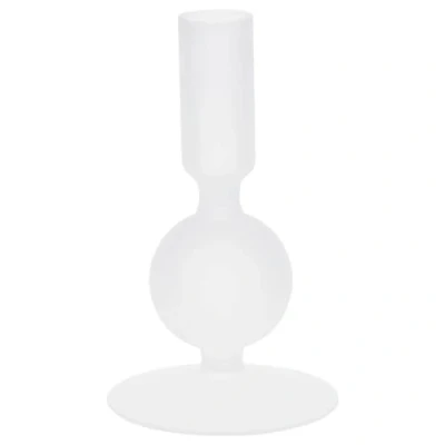 Image of Glass Candle Holder 14 cm White