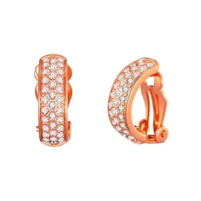 Image of Philip Jones Rose Gold Plated Pave Clip On Earrings Created with Zircondia® Crystals