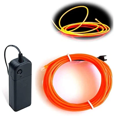 Image of Balabaxer EL Wire,9.8ft/3M Neon Lights Noise Reduction Portable Glowing Strobing Electroluminescent Wire for Parties, Halloween, DIY Decoration (Orange, 9.8ft)