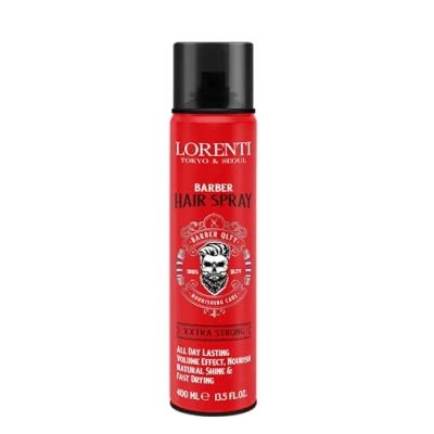 Image of Lorenti Barber Hair Spray Extra Strong Nourishing Care All Day Lasting &amp; Volume Effect Natural Shine Fast Drying 400 ml