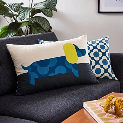 Image of Orla Kiely Dachshund Filled Cushion 40cm x 60cm (Yellow)