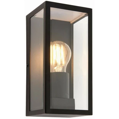 Image of Oxford Outdoor Wall Matt Black Paint &amp; Clear Glass 1 Light Dimmable IP44 E27