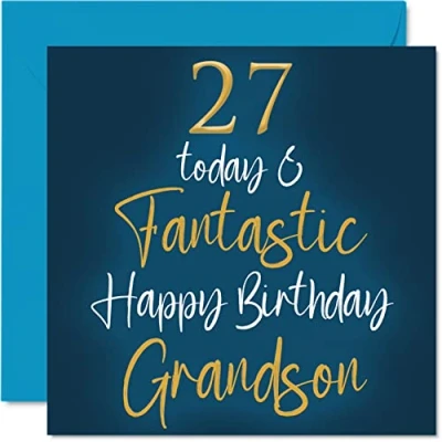 Image of Fantastic 27th Birthday Cards for Grandson 27 Today &amp; Happy Card from Grandparents, Gifts, 145mm x Greeting Gift