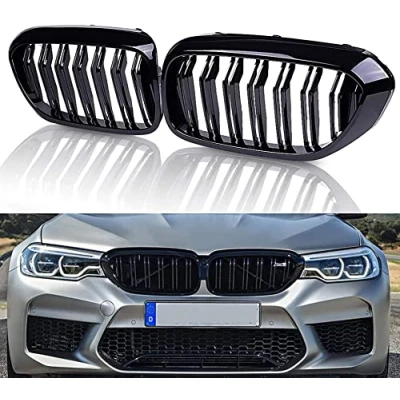 Image of Gangying G30 Grille, Front Kidney Grill Compatible for BMW 5 Series G31 2017 2019 Double Slats Gloss Black Grills