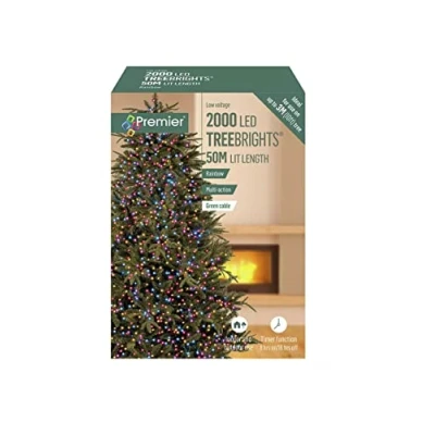 Image of Premier 2000 LED Indoor Outdoor Christmas Multi Action TreeBrights With Timer In Rainbow