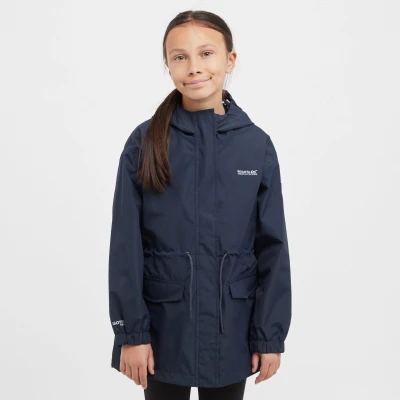 Image of Regatta Kids Water repellent Ballina Waterpoof Jacket Navy White Stripe, Size: 3 4 Years
