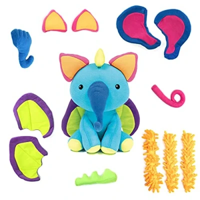 Image of Learning Resources EI 3620 Plush Mixaroo Stuffed Animal for Social &amp; Emotional Learning, 12 Pieces, Get Creative by Mixing, Matching, and re attaching 10 Easy Stick Parts Ages 2+, Multi, M