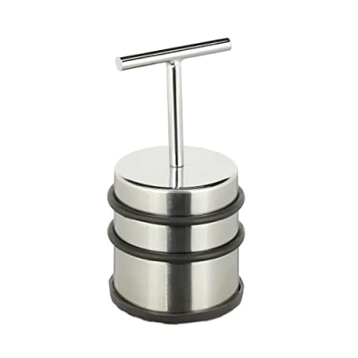 Image of Relaxdays Door Stop with Handle for &amp; Window Tall Round Indoor Rubber Stainless Steel Floor Buffer Diameter 7 cm Silver 1 Piece
