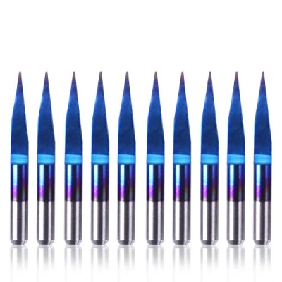 Image of SainSmart Genmitsu 10Pcs Nano Blue Coat Engraving Bits, 15 Degree 0.1mm Tip 1/8&quot; Shank Conical V Bit