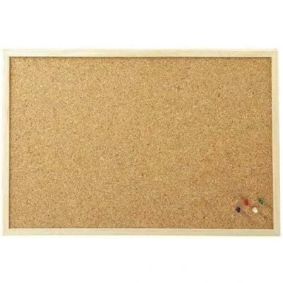 Image of Cork Board Pin Notice Office Memo School with Push Pins Requisite Needs Wooden Natural Frame (60CM x 90CM)