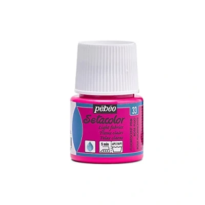 Image of Pebeo 329 033 Setacolor Light Fabric Paint 45 Milliliter Bottle, Fluorescent Pink,Flourescent Pink