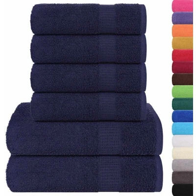 Image of vidaXL 6 Piece Towel Set Navy Blue 360 gsm 100% Cotton