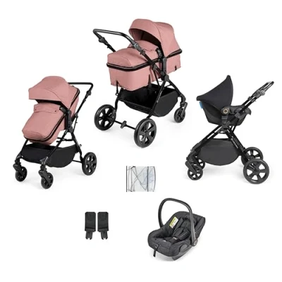 Image of Ickle Bubba Comet 3 in 1 Travel System Black/Dusky Pink/Black/ Pack Size