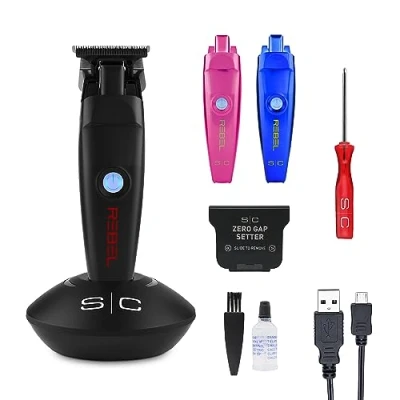Image of Professional Hair Trimmer for Men Stylecraft Rebel by Gamma Più, and Beard with Rotary Motor, 120 Minutes Cordless Running Time, Adjustable Blade 0 Gap, 3 Covers