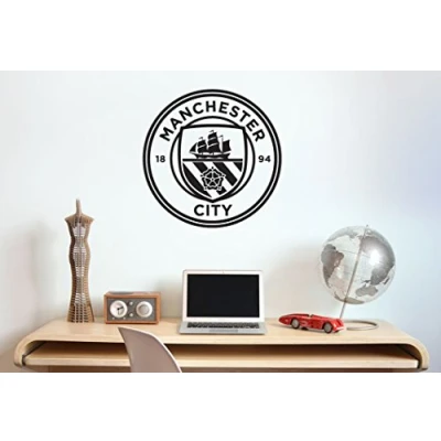 Image of Manchester City Football Club Official One Colour Crest Wall Sticker (90cm, Black)