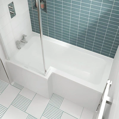 Image of Square L Shaped Shower Bath 1600mm x 700mm/850mm Left Handed (inc Leg Set) Nuie