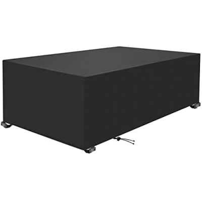 Image of Outdoor Garden Furniture Covers, 320x130x90cm/LxWxH Black Tear Resistant Oxford Fabric Cover Waterproof, Large Rattan Patio Set Cover, Table Windproof, Anti UV, Rectangular