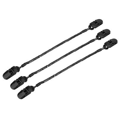 Image of Tbest Hat Retainer Clips Sailing Clips, 3pcs Black Clip for ing Fishing Boating Apparel Keeper Holder Coiled Cord