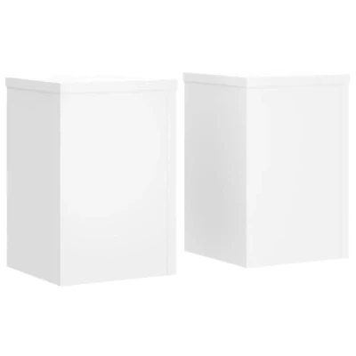 Image of vidaXL Plant Stands Patio Pot Flower Stand 2 pcs White Engineered Wood Flowerpot Displays for Indoor/Outdoor 25 x 35 cm Max Load 50 kg