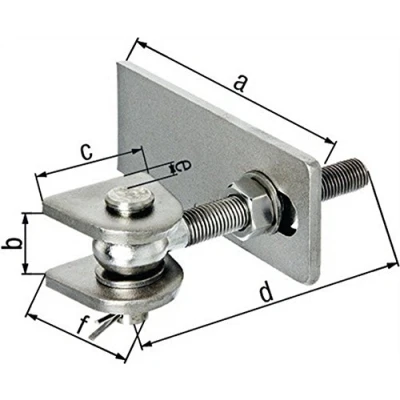Image of Alberts 417826 Gate Hinge for 180 Opening Short Version Hot Dip Galvanised Screws and Nuts, Bolts Cotter Pin Made of Stainless Steel M20 Thread