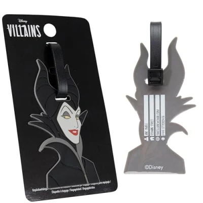 Image of Disney Luggage Tags for Suitcase, Baggage Identification Travel Name Address (Black Maleficent)