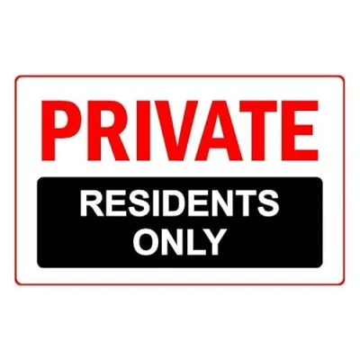 Image of Private residents only safety sign 1mm flexible Plastic (400mm x 300mm)