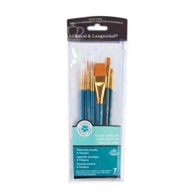 Image of Royal and Langnickel RSET 9183 Taklon Variety Brush Set Gold (Pack of 7)
