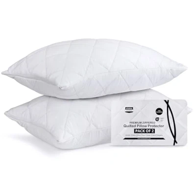 Image of Utopia Bedding Pillow Protector 50x75 cm Quilted Zippered, Soft &amp; Breathable Microfiber Pillowcase Protectors (2 Pack White)