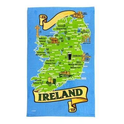 Image of Ireland Map design 100% Cotton Tea Towel