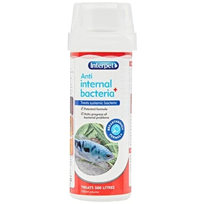 Image of Interpet Anti Internal Bacteria Treatment for Aquarium Fish, Halts Progress of Bacterial Problems, 100 ml, Treats 500 litres