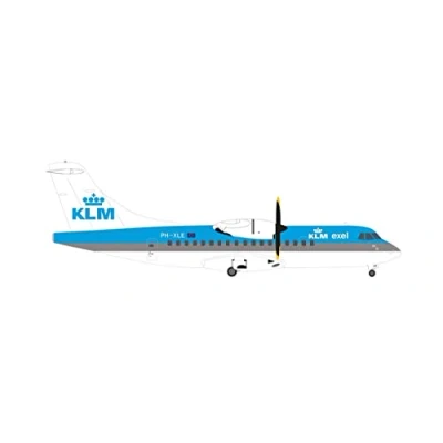 Image of herpa 571654 Airplane KLM Exel ATR 42 300 PH XLE, Scale 1:200 aircraft Diorama, Building, Collector&#039;s Item, Decoration, Plane Without Pedestal, Made of Metal Miniature Model, Multicolour