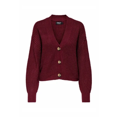 Image of ONLY Onlcarol NICE Cardigan, Women&#039;s, Size: Medium, Cabernet