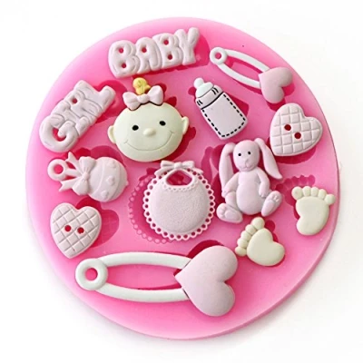Image of LC Girl Baby And Footprint X486 Silicone Fondant Mould Cake Mold Chocolate Baking Sugarcraft Decorating Tools